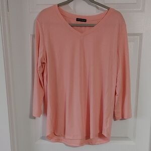 Pink Longsleeve Casual V-Neck Womens XL Top in EUC Lightweight Relaxed Fit